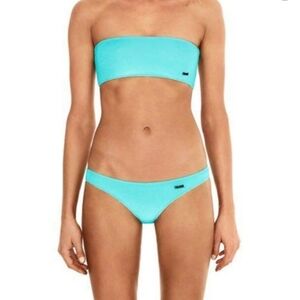NWT! TRIANGL Swimwear Teal Velvet Finish Bandeau Bikini, Size S 👙